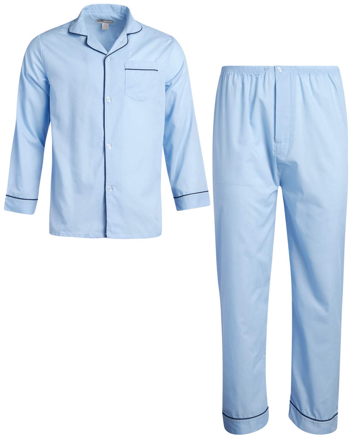 Ten West Apparel Men’s Pajamas Set - Long Sleeve Button Down Sleep Shirt and Pajama Bottoms Sleepwear Set