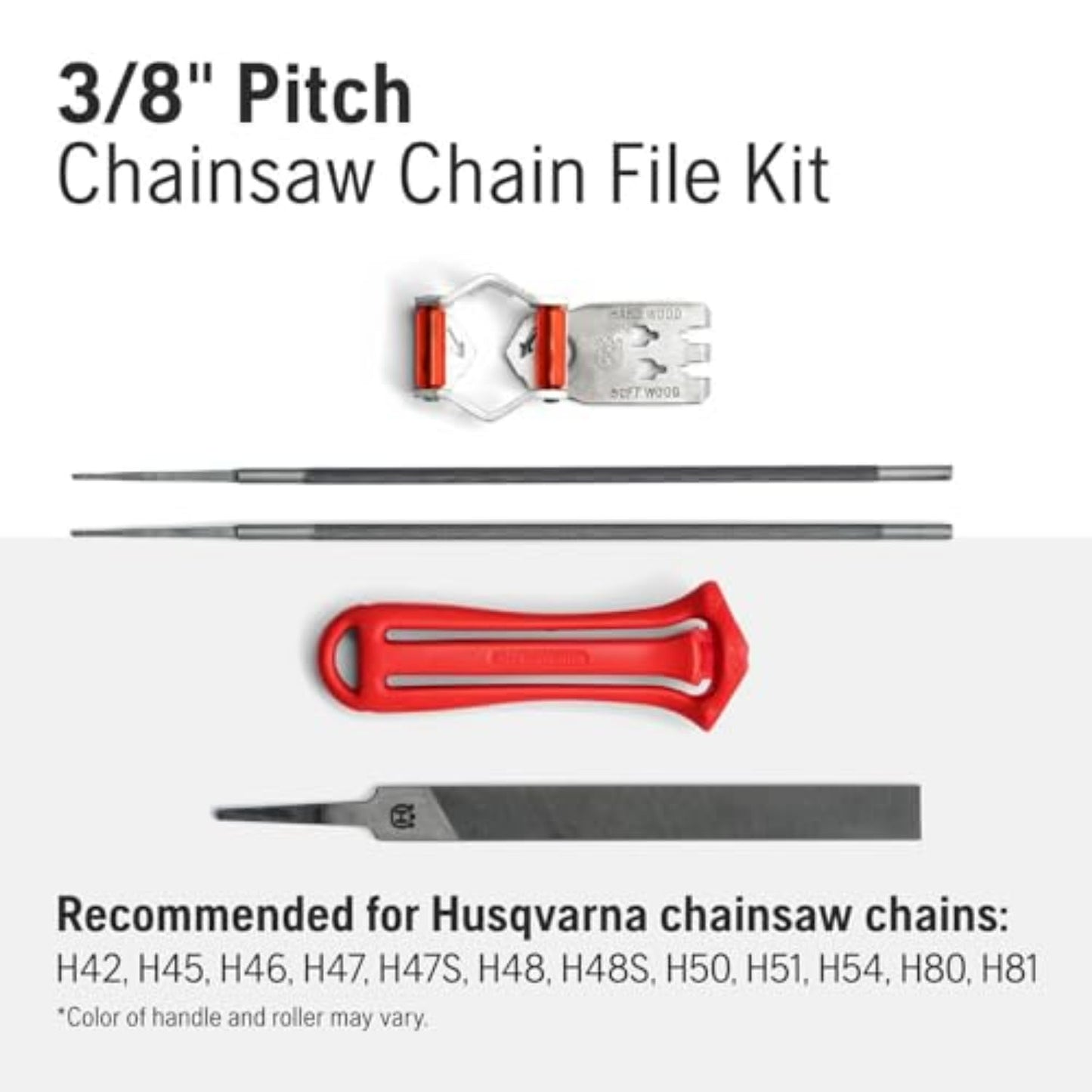 Husqvarna Chainsaw File Kit for 3/8" Pitch H Chainsaw Chains, Sharpening Kit Includes Handle, Combination Guide, Flat and Round Files