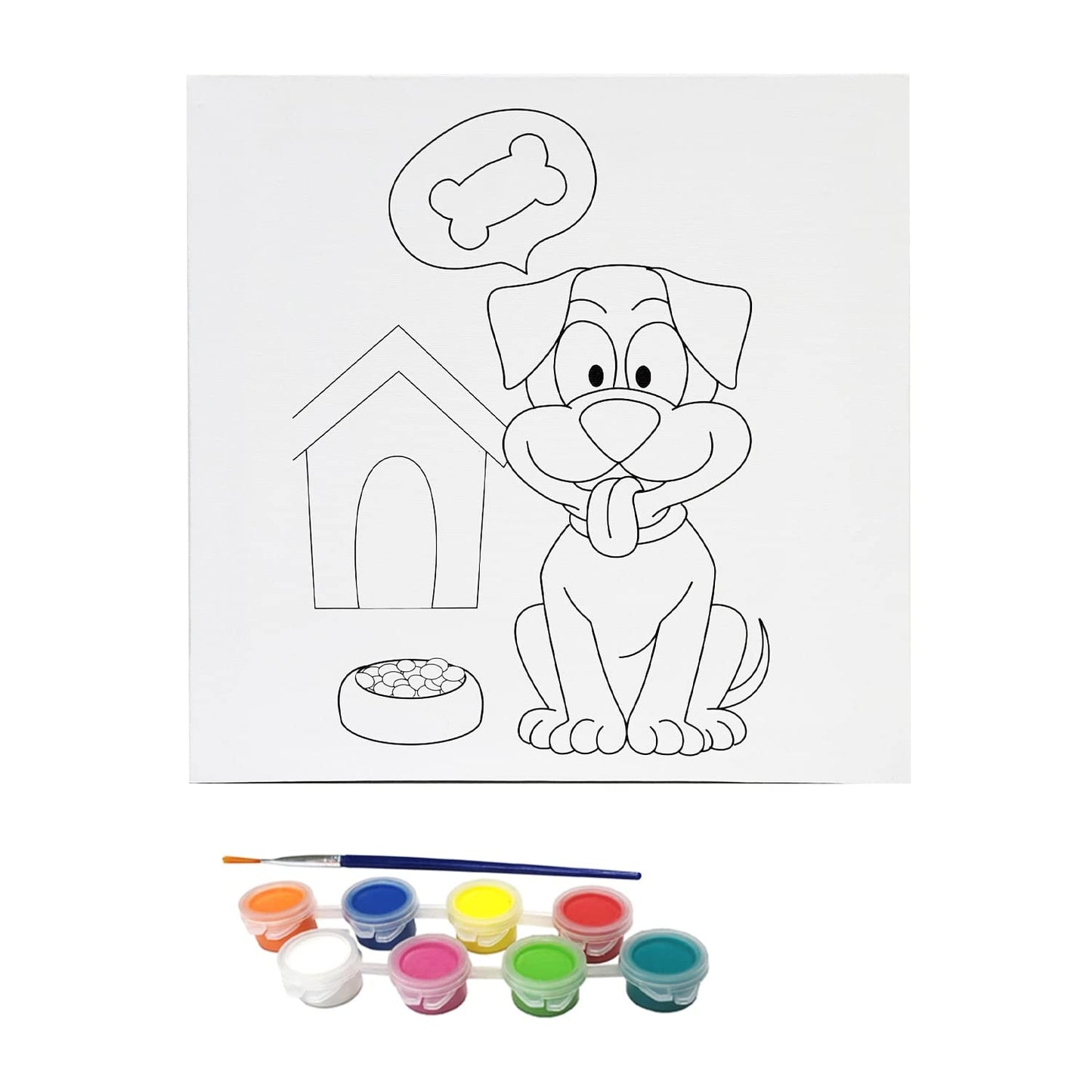 Misco Toys Canvas Paint Party Kits, 11 Piece Art kit Pre-Drawn Outline Canvas for Paint and Sip 8 Colors and Brush Included, Great Gift for Kids 4+ and Adults Too!