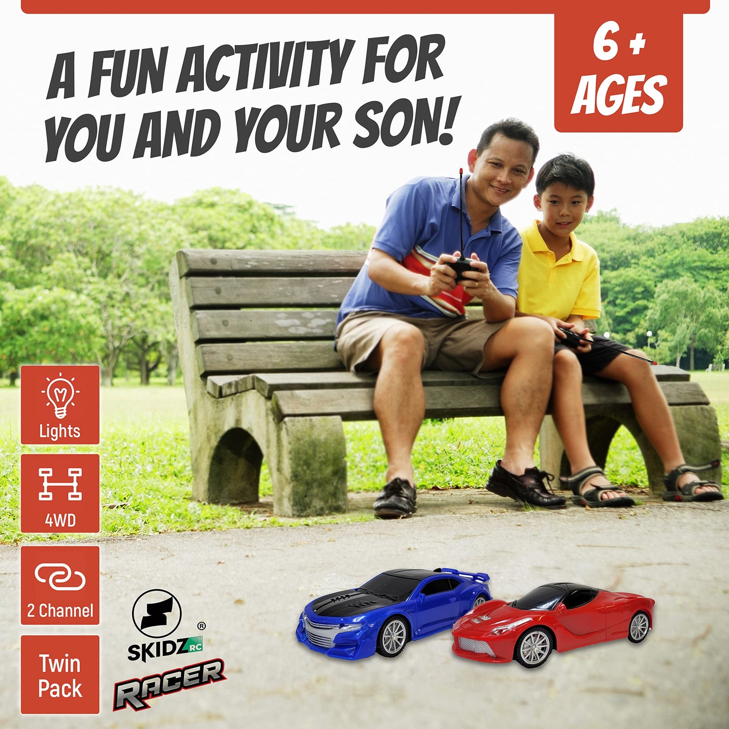 Skidz 2-Pack RC Cars for Boys Age 4-7 Years Old - High Speed 1:24 Scale Remote Control Car Toy, 2-Channel Fast-Performing Racing Car, Battery Controlled Toys - Set for Boy Kids & Girls