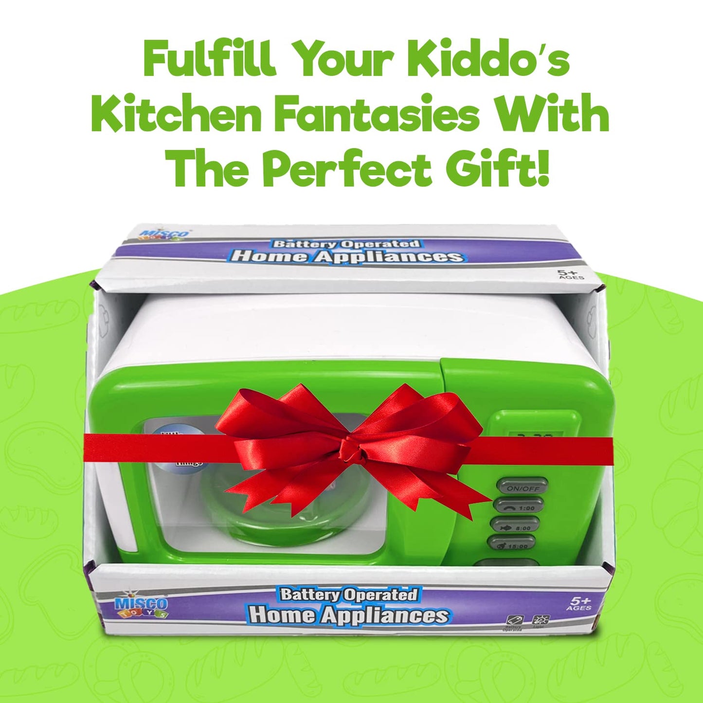 Misco Toys Kids Kitchen Appliances, Children Kitchen Pretend Play Appliance Set for Toddlers Ages 4 5 6 7 8, Real Life Functions with Lights, Sounds, and Mixers, Great Gift for Little Girls!