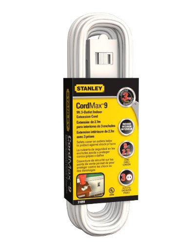 STANLEY 9FT 3-Outlet Indoor Extension Cord, White, 48-Pack