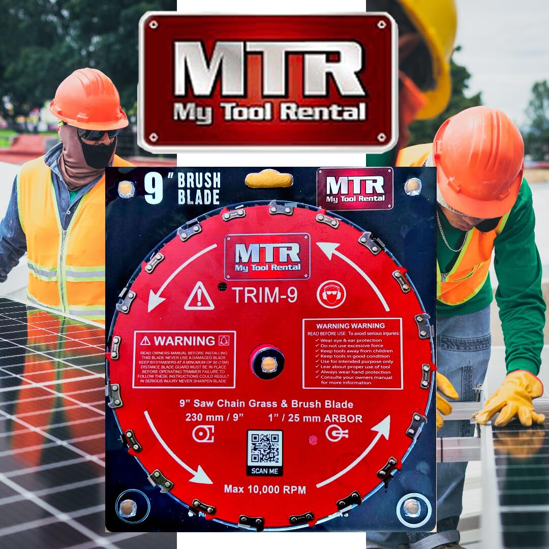 MTR Saw Chain Tooth Brush Cutter Blades Circular Blade Weed Eater Cutter Trimmer 10,000RPM Steel Grass Brush Cutter Blade Forest Trees Wood Metal Multi Use Blades & Bundle Kits (9")