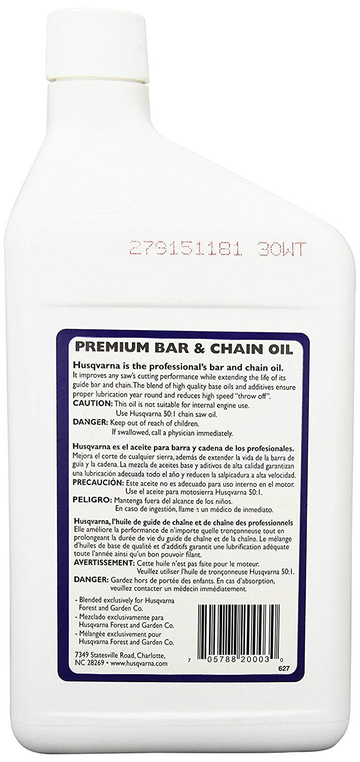 Husqvarna 610000023 Bar & Chain Oil, Quart (2 Pack)