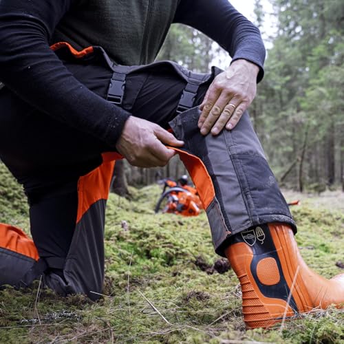 Husqvarna 587160702 Functional Apron Chainsaw Chaps 38-Inch, Chainsaw Safety Equipment with 5 Layers, Adjustable Belt and Gear Pocket, Black