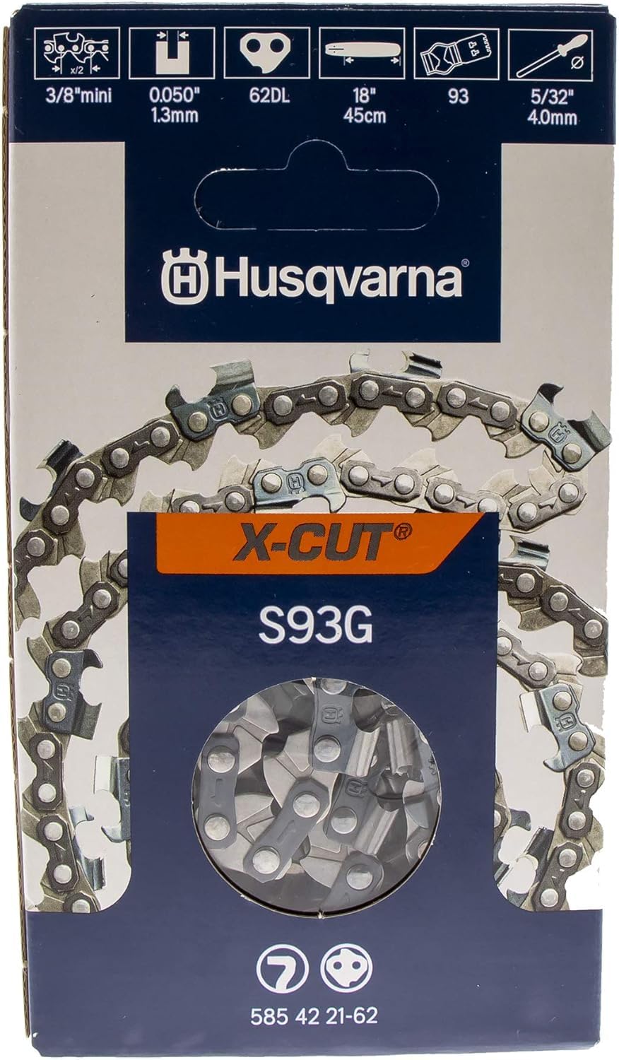 Husqvarna 585422162 S93G 18" Chain 3/8 Mini .050 62 DL