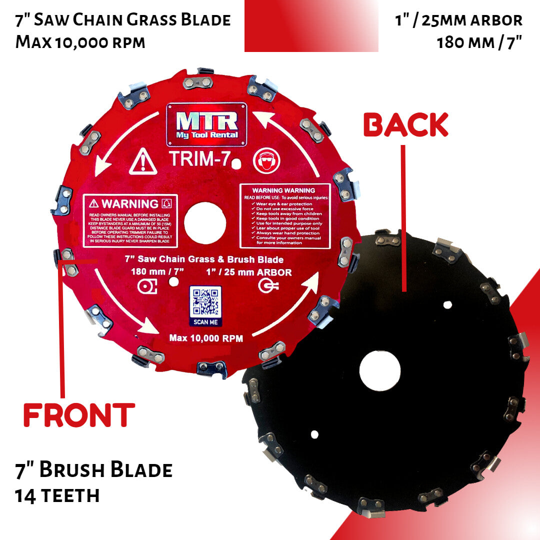 MTR Saw Chain Tooth Brush Cutter Blades 7โ & 9โ Circular Blade Weed Eater Cutter Trimmer 10,000RPM Steel Grass Brush Cutter Blade Forest Trees Wood Metal Multi Use Blades & Bundle Kits