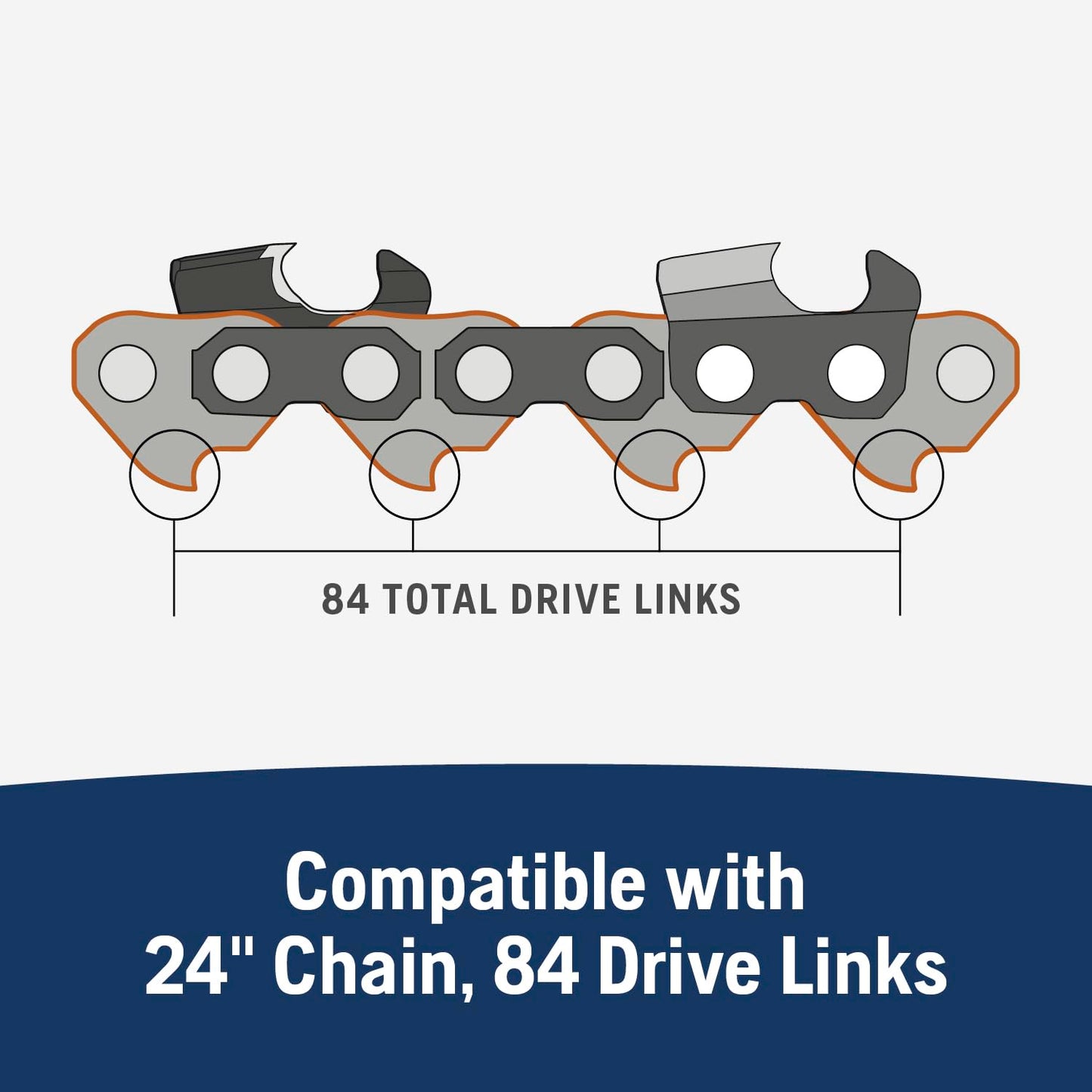 Husqvarna X-Tough 24 inch Chainsaw Bar, 3/8" Pitch, .050" Gauge and 84 Drive Links