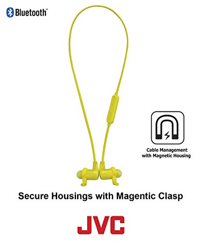 JVC Black and Yellow Wireless Water Resistant Pivot Motion Sport Headphone with Locking Ear Fit HA-ET50BTB