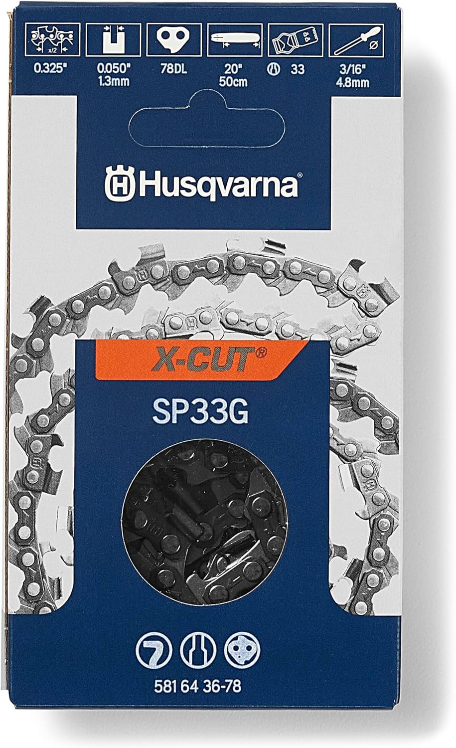 Husqvarna 581643678 SP33G 20" Chainsaw Chain .325 .050 3 Pack