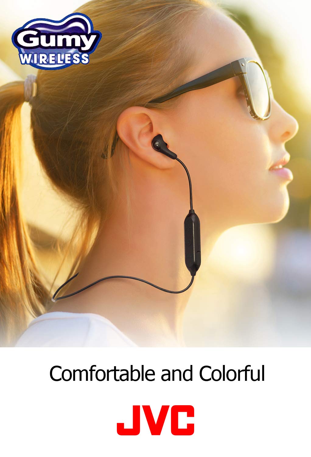 JVC Soft Wireless Earbud with Stayfit Tips, Remote and Mic and Bluetooth Blue (HA-FX9BTA)