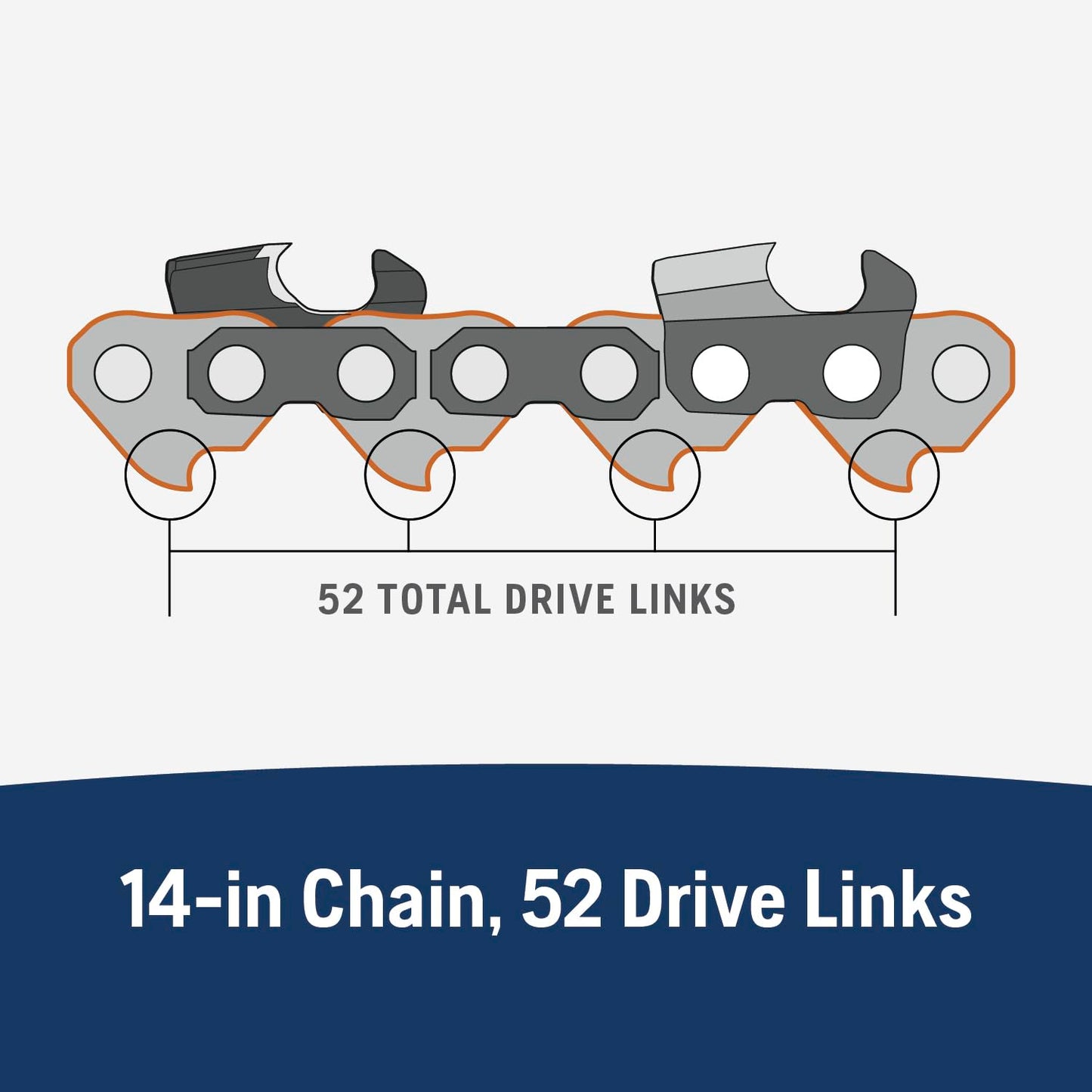 Husqvarna X-Cut S93G 14 Inch Chainsaw Chain, 3/8" Mini Pitch, .050" Gauge, 52 Drive Link Chainsaw Blade Replacement, Pre-Stretched and Low Kickback, Gray