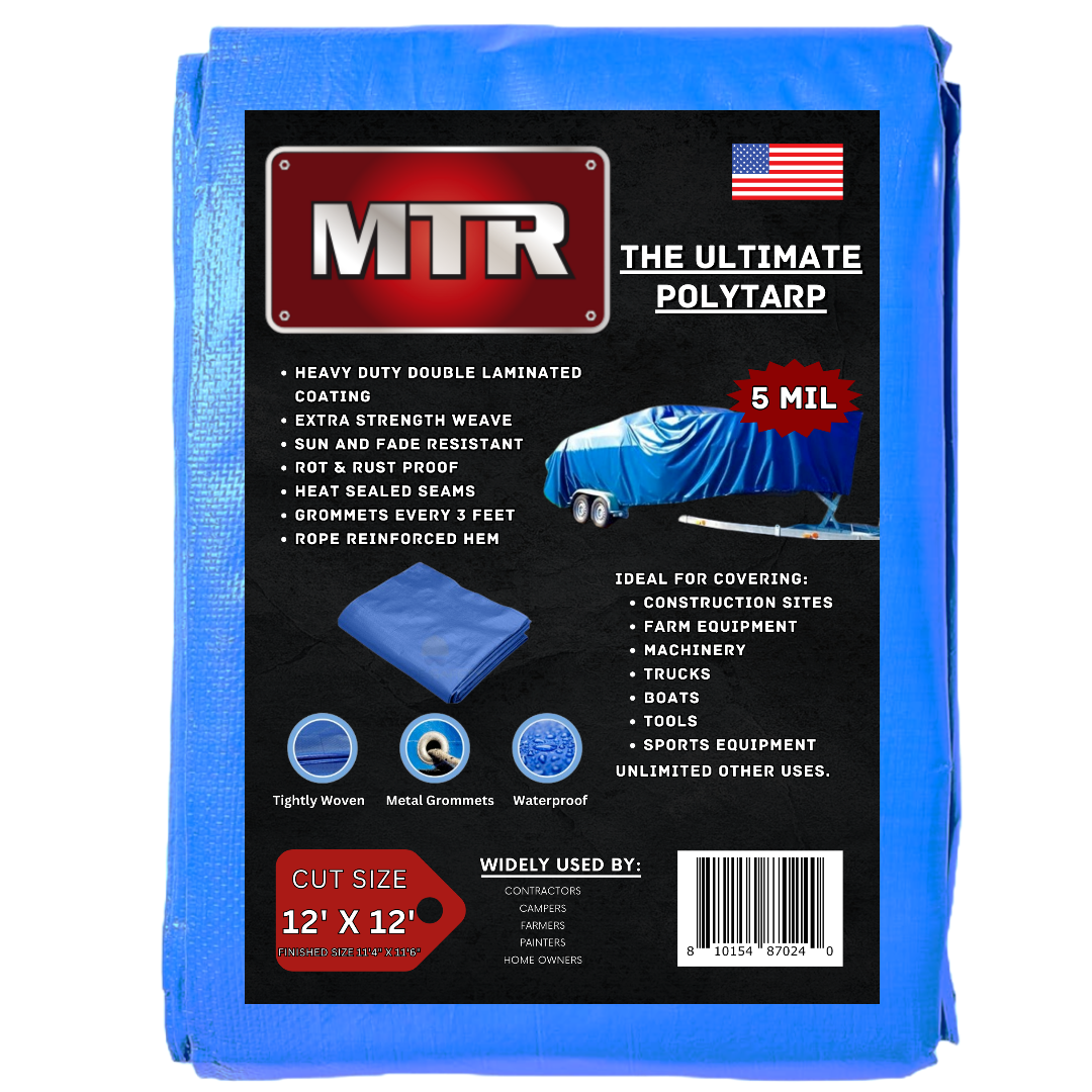 tarp brand The Ultimate Polytarp 12'X 12' MTR 5 Mil Multi-Use Waterproof Outdoor – Superior Brands USA