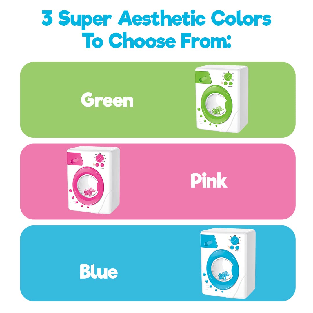 Misco Toys Kids Pretend Play Washing Machine Toy playset, Children Toy wash Machine Appliance Set for Toddlers, Real Life Lights and Sounds, Great Gift Ages 3+ (Blue)