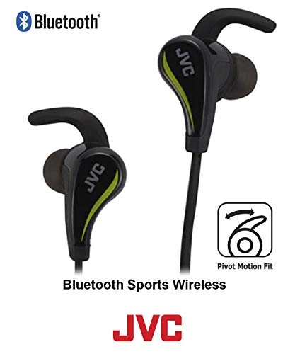 JVC Black and Yellow Wireless Water Resistant Pivot Motion Sport Headphone with Locking Ear Fit HA-ET50BTB