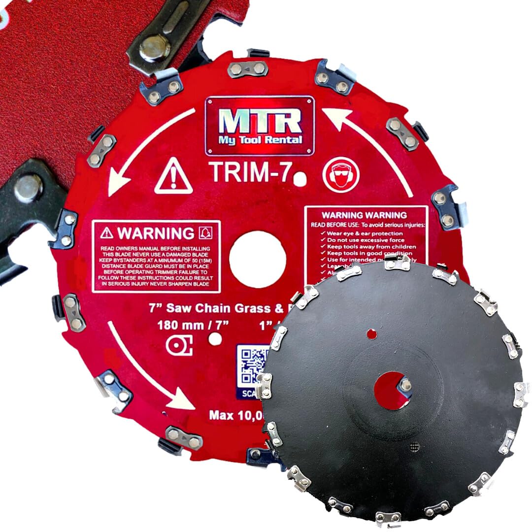 MTR Saw Chain Tooth Brush Cutter Blades Circular Blade Weed Eater Cutter Trimmer 10,000RPM Steel Grass Brush Cutter Blade Forest Trees Wood Metal Multi Use Blades & Bundle Kits (7" KIT)