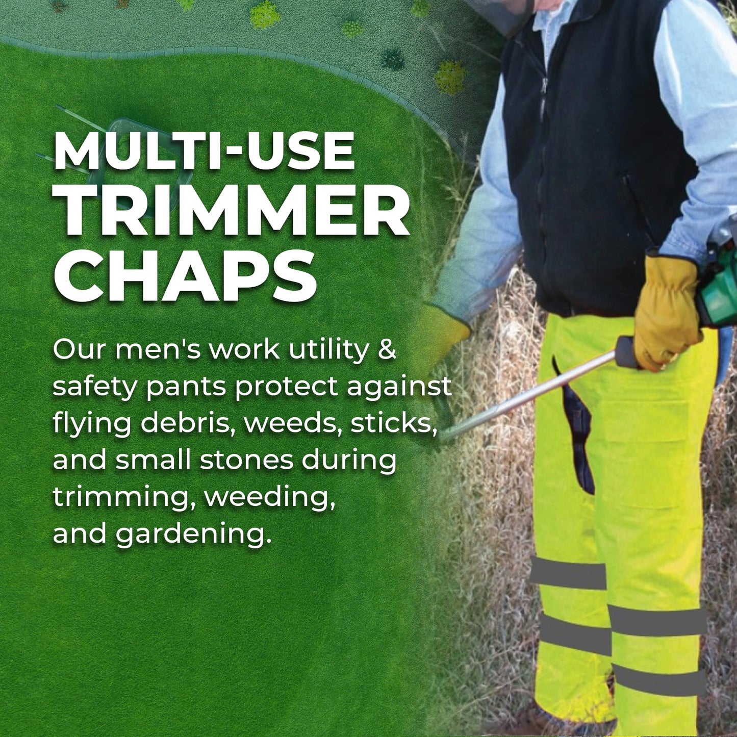 FORESTER Protective Trimmer Safety Chaps, Orange, Large (One Size Fits Most) *Not for Use with Chainsaws*