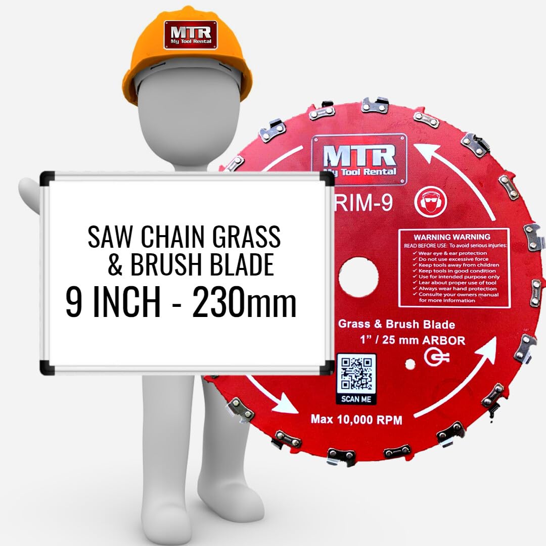 MTR Saw Chain Tooth Brush Cutter Blades Circular Blade Weed Eater Cutter Trimmer 10,000RPM Steel Grass Brush Cutter Blade Forest Trees Wood Metal Multi Use Blades & Bundle Kits (9" KIT)