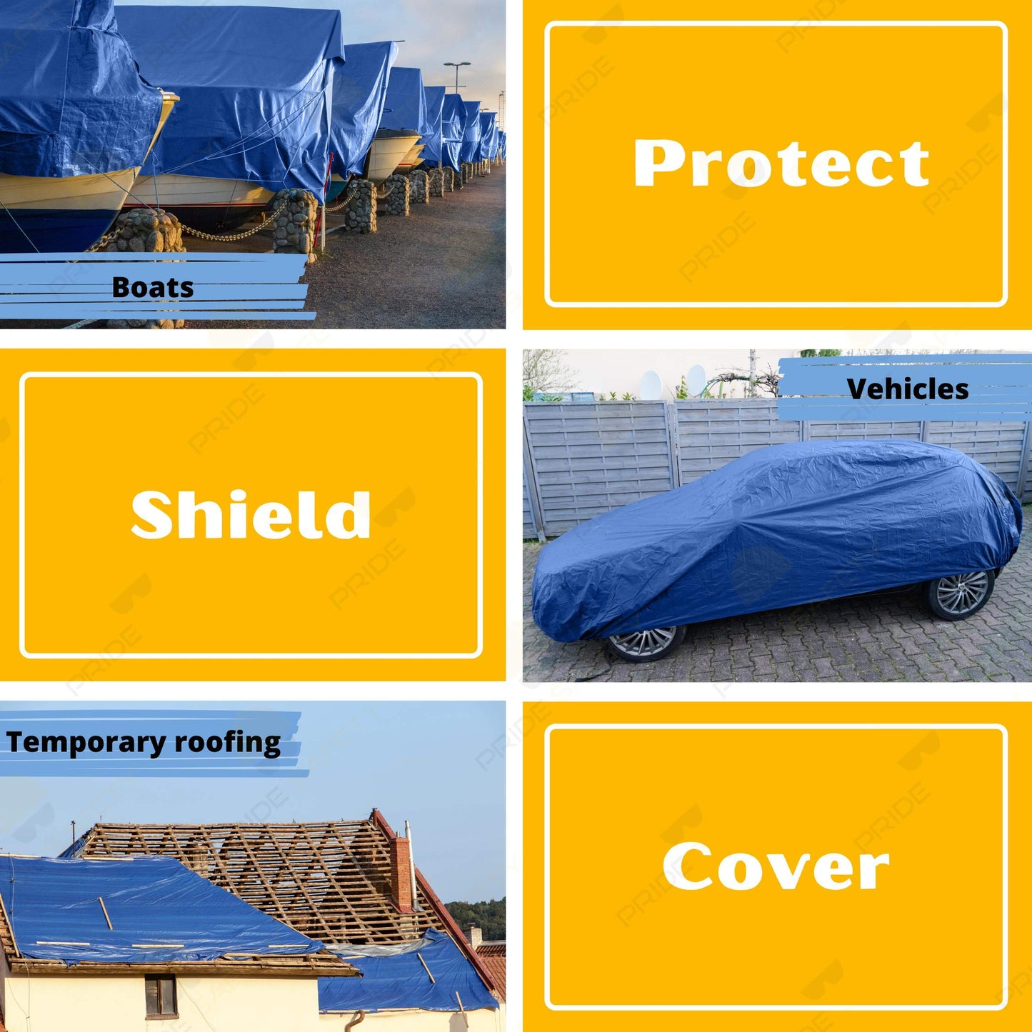 P-LINE Large Blue Tarp Cover – Outdoor Tarp for Pools, Boats, Cars and Trucks – Waterproof Tarp Cover – Heavy-Duty Poly Tarp with Grommets for Secured Tie-Down – 5mil Thick