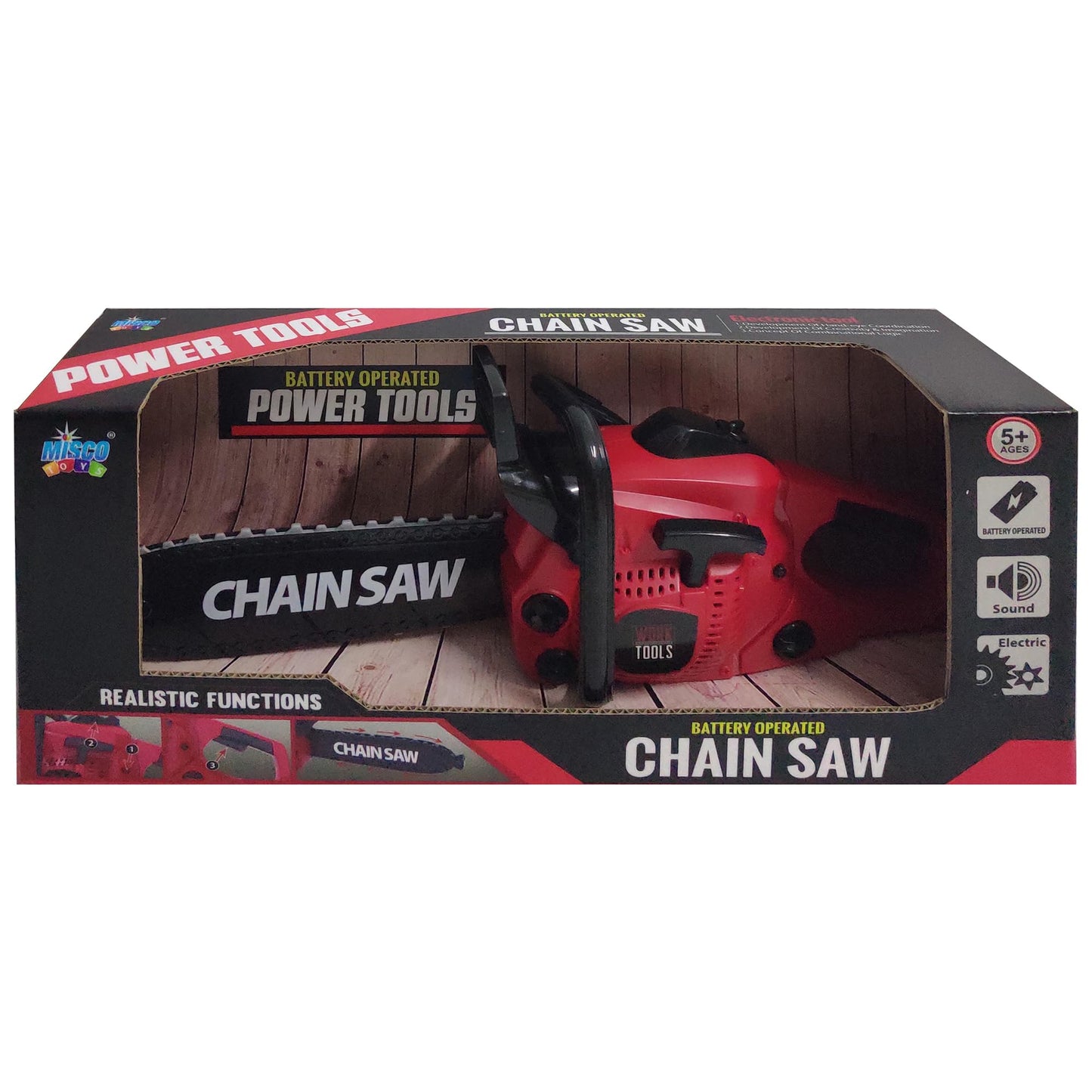 Misco Toys Pretend Play Kids Chainsaw Toy Tool Garden Set, Kids Construction Gardening Toy,Real Sound and Spin, Perfect for Toddlers and Babies, Realistic Effect and Great Gift!