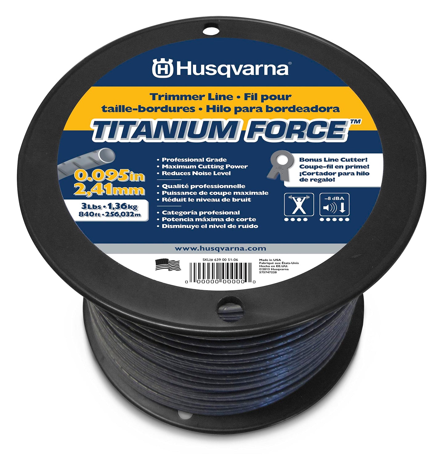Husqvarna String Trimmer line .095-Inch 840ft Spool Titanium Force High Efficiency Long Life Faster Acceleration