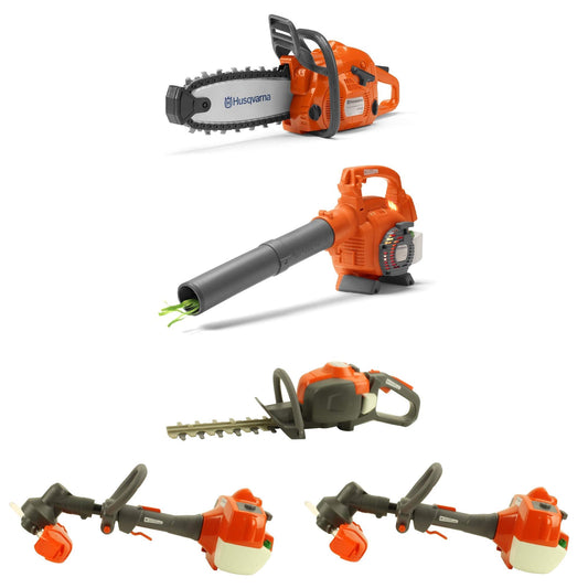 Husqvarna Toy Chainsaw, Leaf Blower, Hedge Trimmer and Lawn Trimmer (2-Pack)