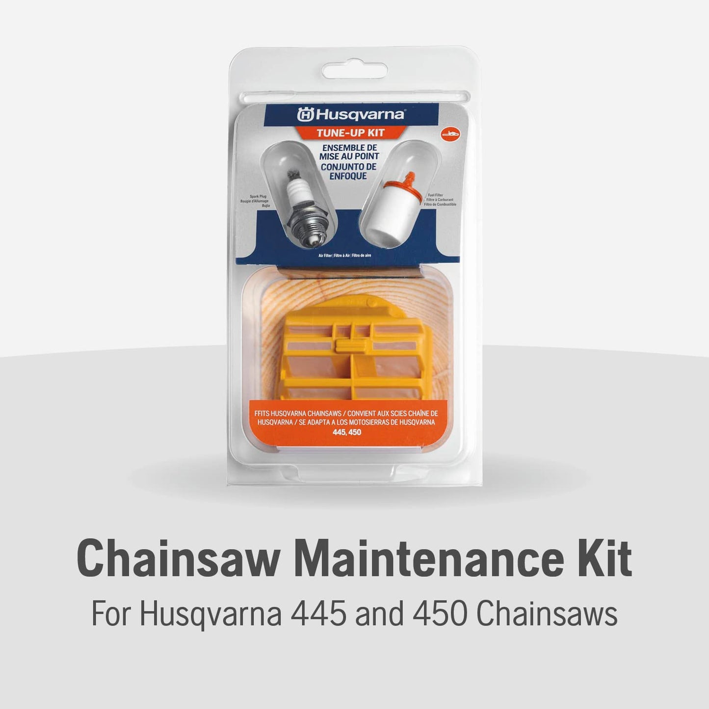 Husqvarna 599333701 455R/460R Chainsaw Maintenance Kit, Easy-to-Install Chainsaw Parts Tune Up Kit Includes Air Filter, Fuel Filter and Spark Plug