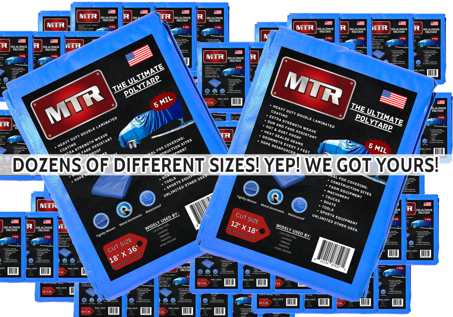 The Ultimate Polytarp 15'X 25'  MTR 5 Mil Multi-Use Waterproof Outdoor Blue Tarp Durable 5 Mil Blue Tarpaulin 36" Rot & Rustproof Grommets Sun & Fade Resistant Camping Boating Backyard Extra Strength Weave