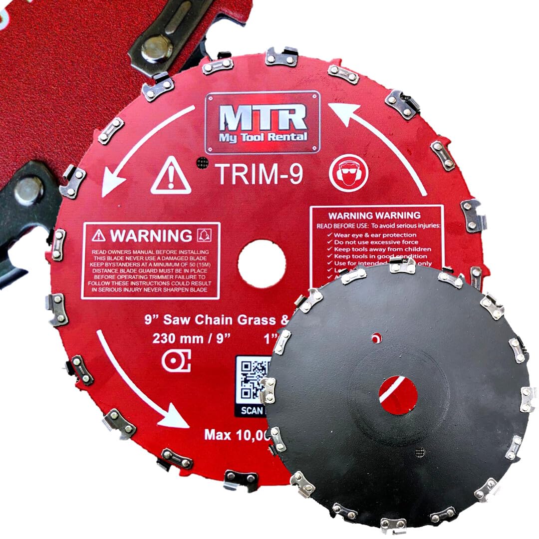 MTR Saw Chain Tooth Brush Cutter Blades Circular Blade Weed Eater Cutter Trimmer 10,000RPM Steel Grass Brush Cutter Blade Forest Trees Wood Metal Multi Use Blades & Bundle Kits (9" 2PK KIT)