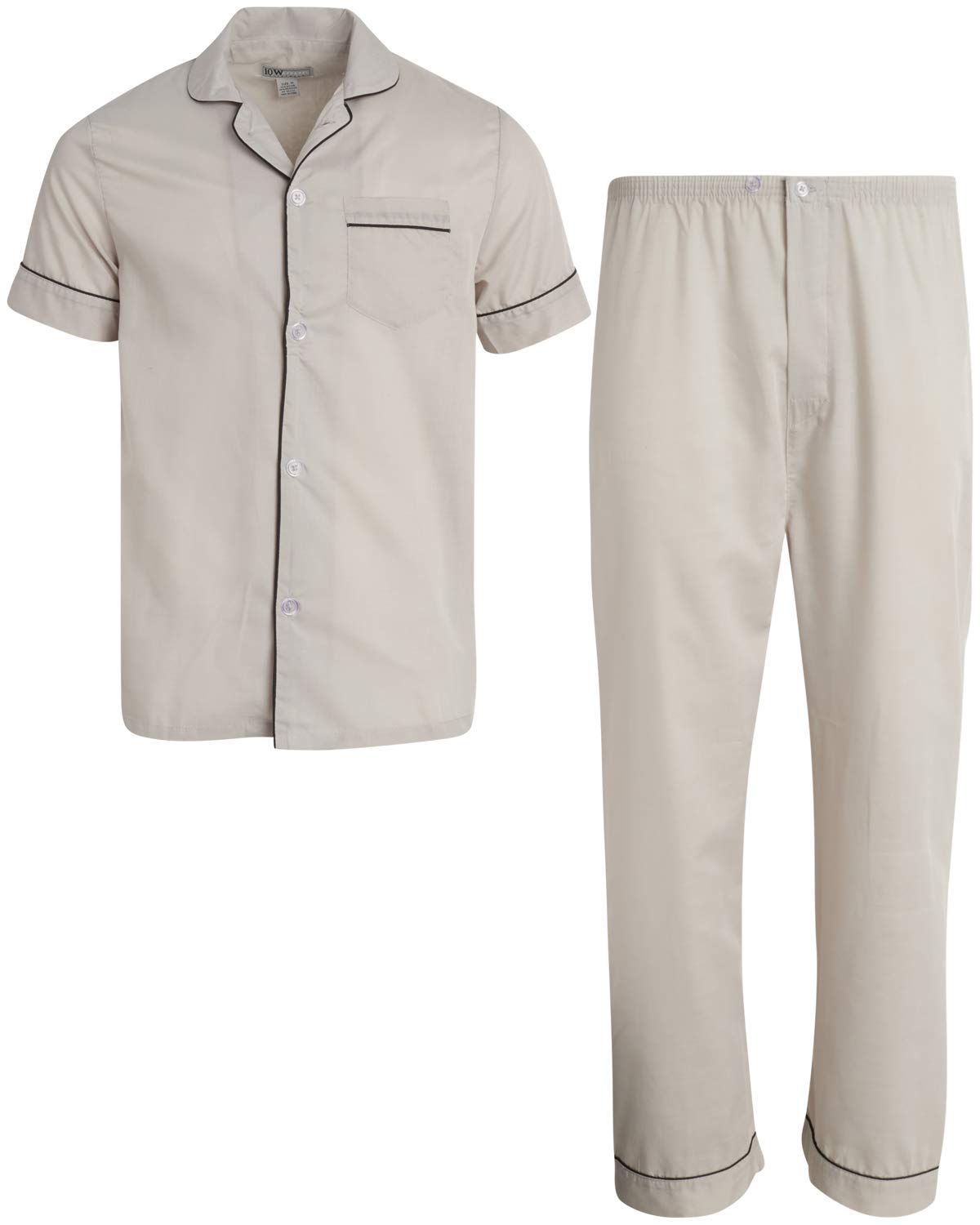Ten West Apparel Men's 2-Piece Pajama Set with Short Sleeve Shirt and Long Pants