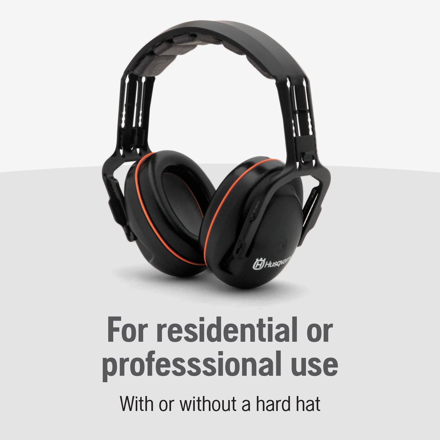 Husqvarna Professional Headband Hearing Protectors 25dB(A) NRR, Lightweight Ear Protectors with Padded Headband and Clamshell Design for Hearing Protection, Black
