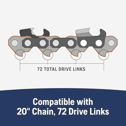 Husqvarna X-Tough 20 Inch Chainsaw Bar, 3/8" Pitch, .050" Gauge and 72 Drive Links