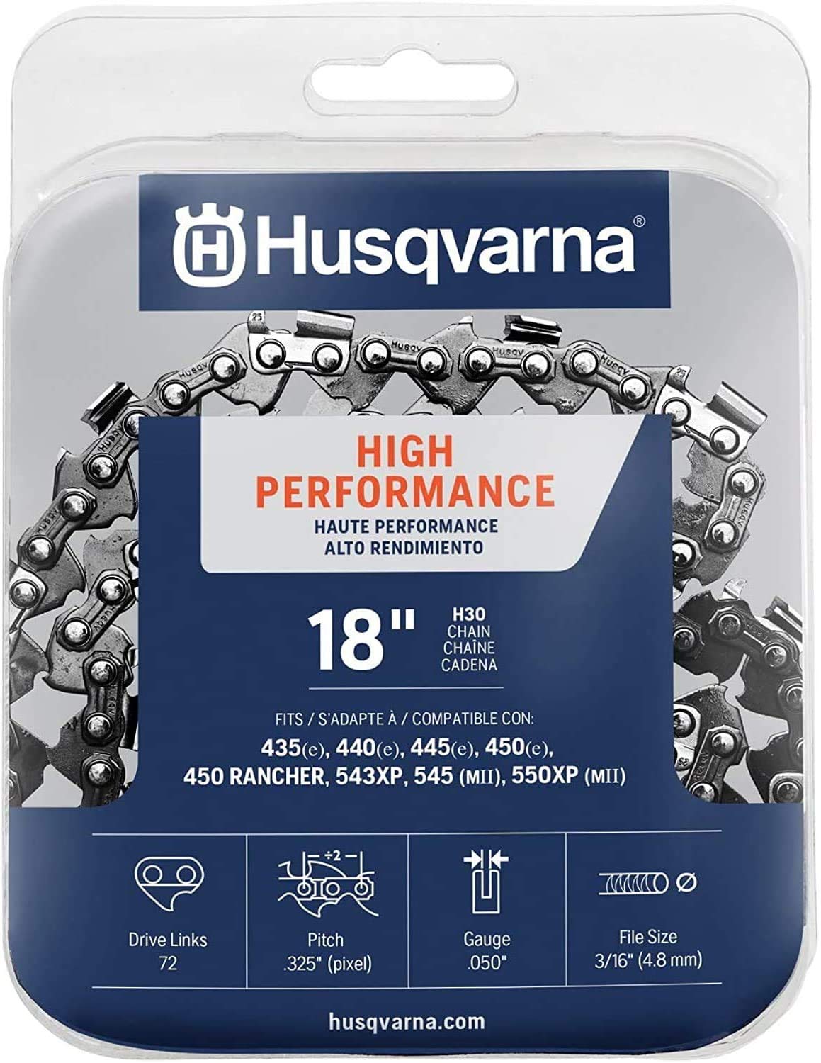 Husqvarna 531300439 18-Inch H30-72 (95VP) Pixel Saw Chain.325-Inch by .050-Inch (Black (4-Bundle))