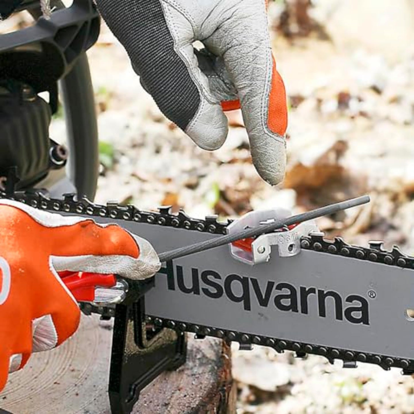 Husqvarna Chainsaw File Kit for 3/8" Pitch H Chainsaw Chains, Sharpening Kit Includes Handle, Combination Guide, Flat and Round Files