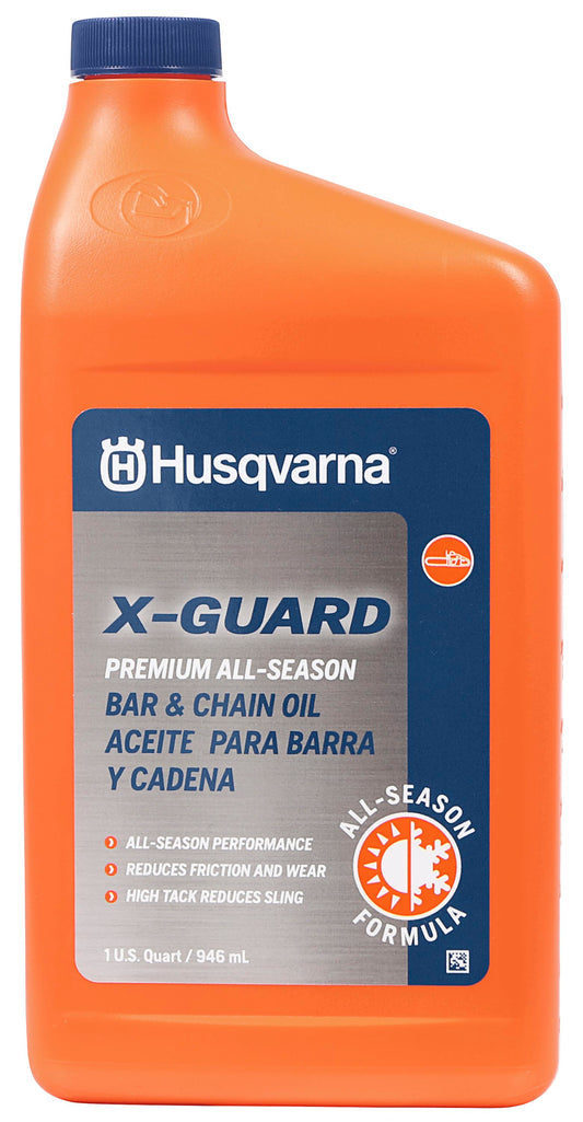 Husqvarna X-Guard Premium All Season Mineral Bar and Chain Oil for Superior Cutting Equipment Protection, 1 Quart