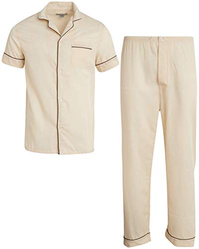 Ten West Apparel Men's 2-Piece Pajama Set with Short Sleeve Shirt and Long Pants