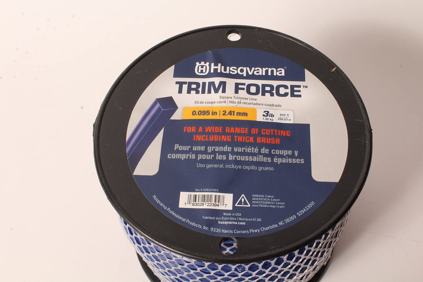 Husqvarna Genuine 529337503 Trim Force Square Trimmer Line 3lb 840ft Spool .095"