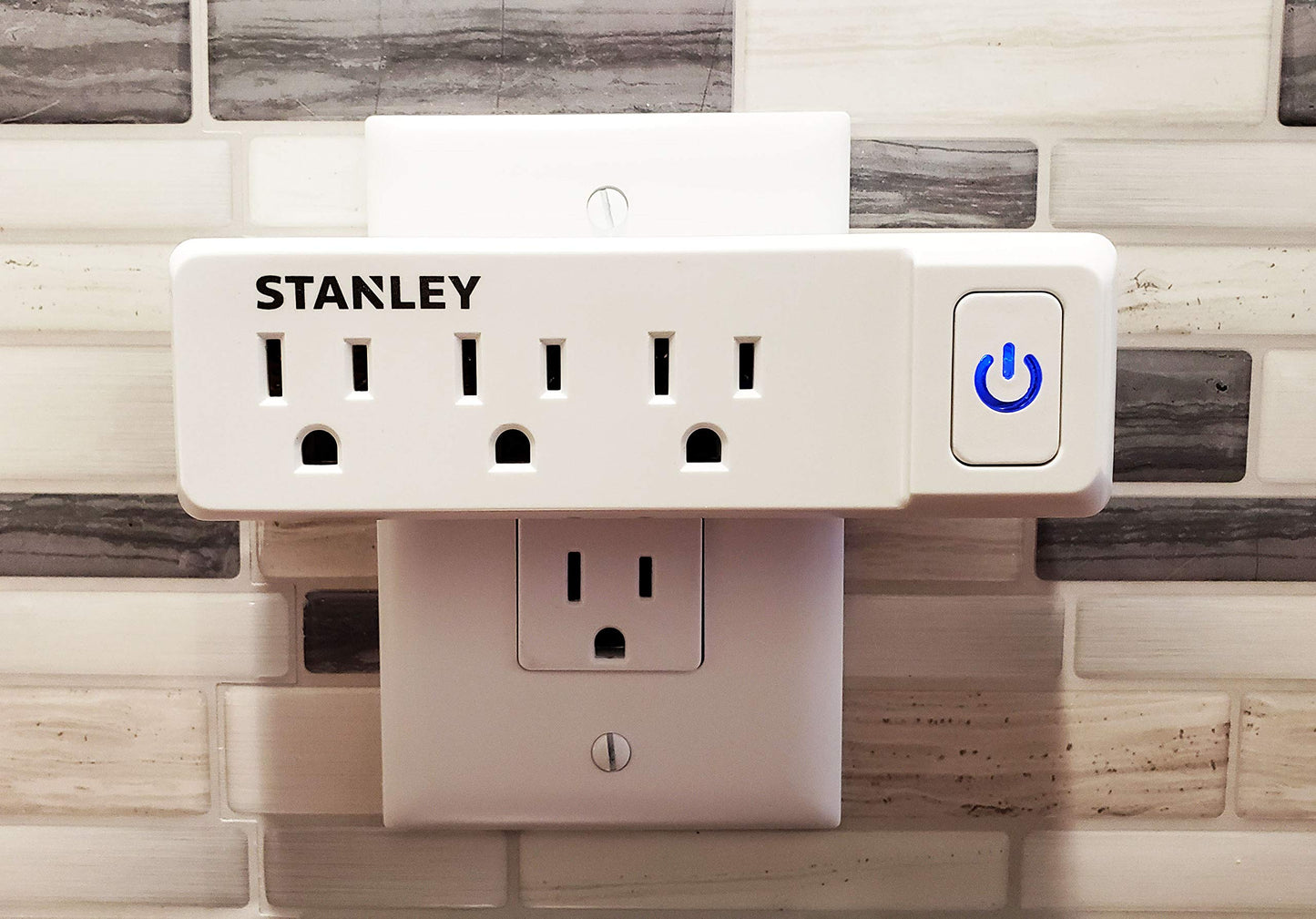 Stanley 30316 3-Outlet Wall Adapter with Illuminated On/Off Switch, White