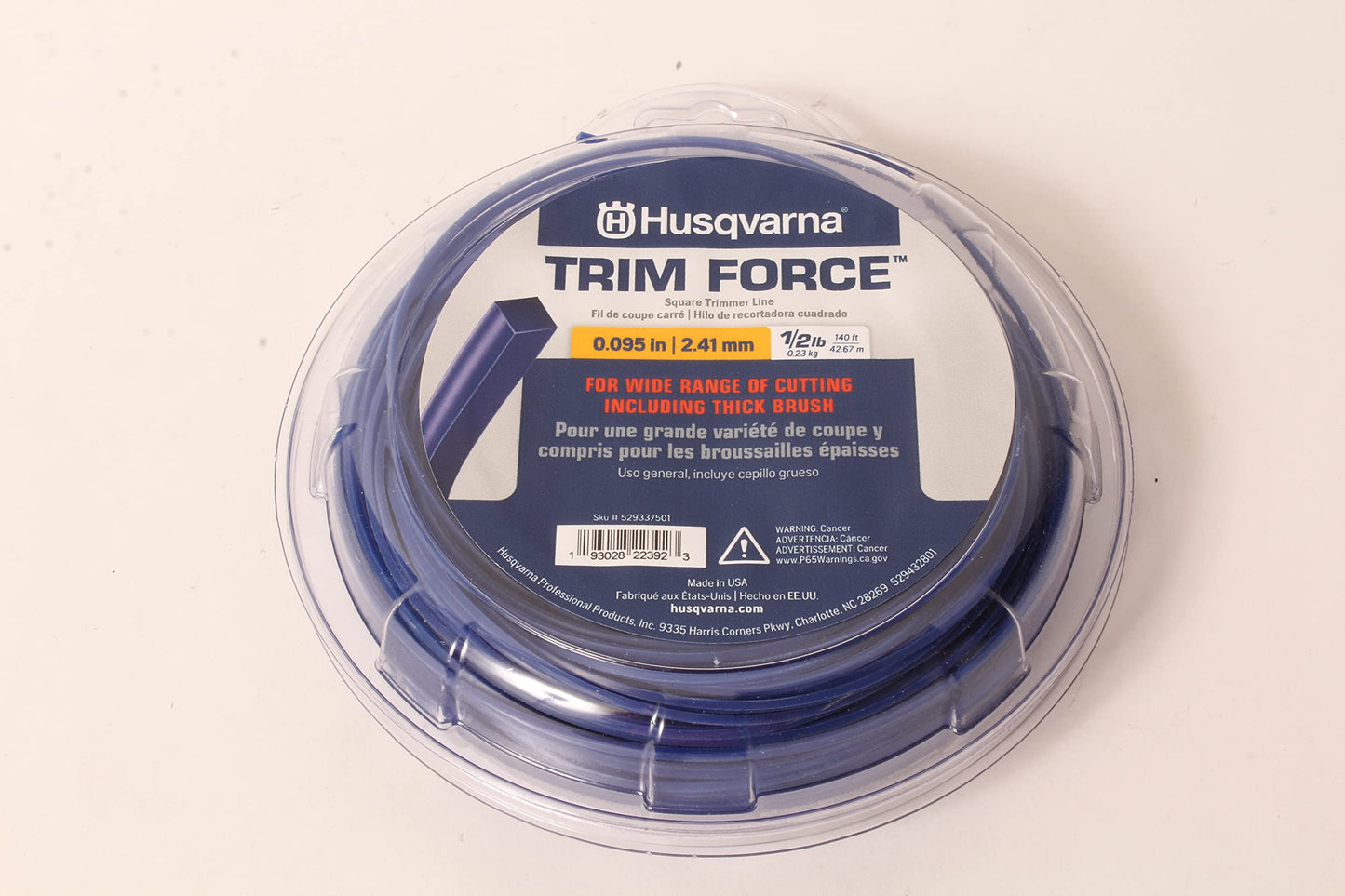 Husqvarna Genuine 529337501 Trim Force Square Trimmer Line 140ft Spool .095"
