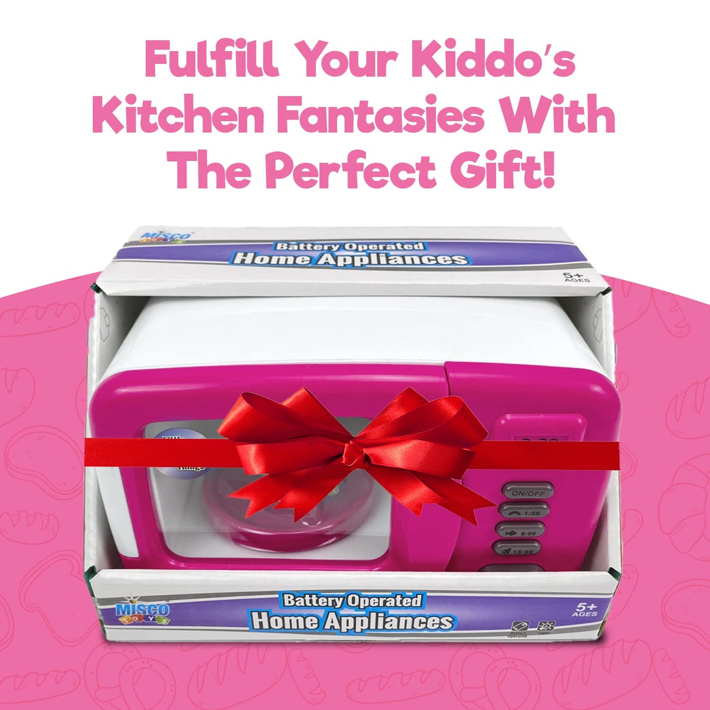 Misco Toys Kids Kitchen Appliances, Children Kitchen Pretend Play Appliance Set for Toddlers Ages 4 5 6 7 8, Real Life Functions with Lights, Sounds, and Mixers, Great Gift for Little Girls!