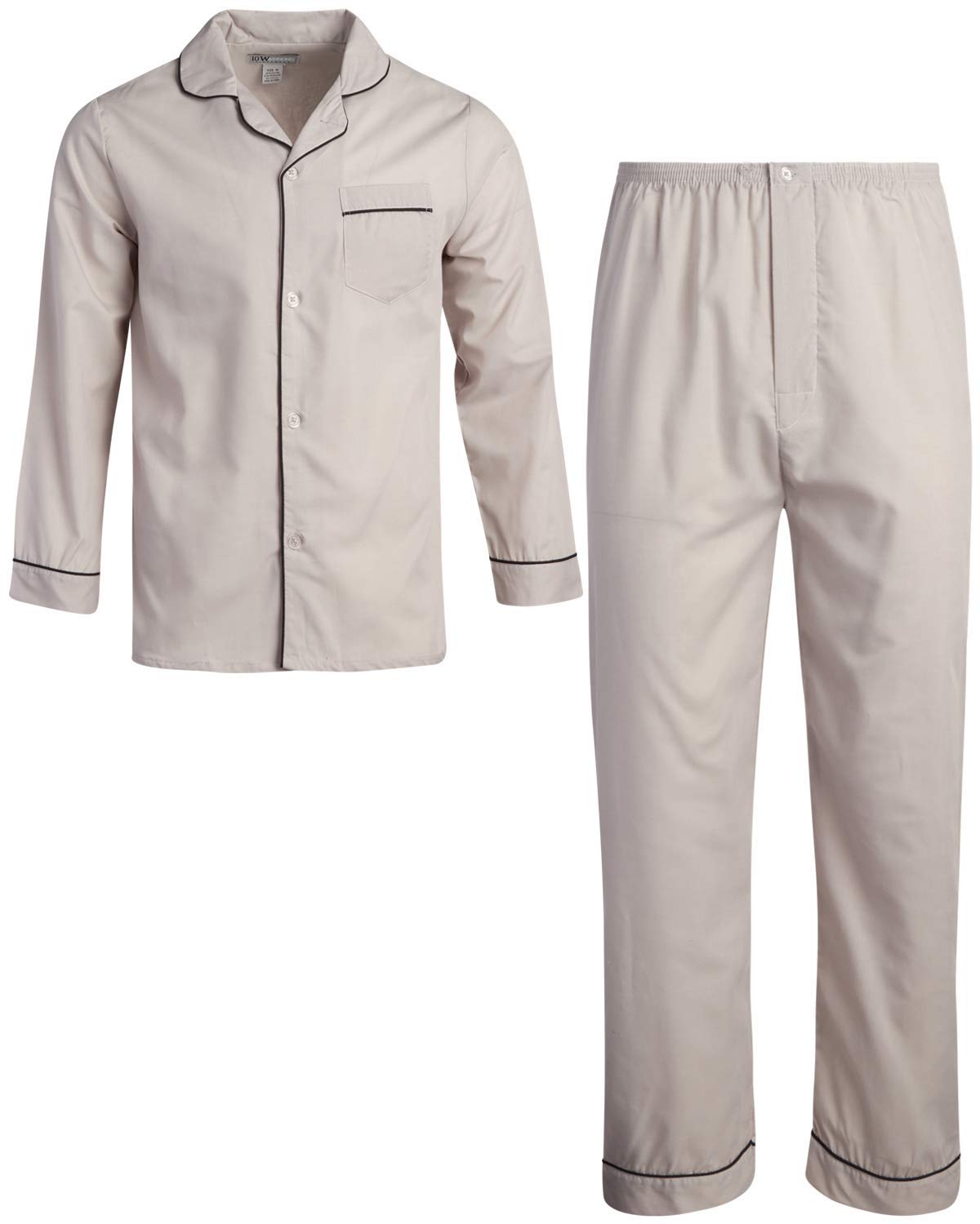 Ten West Apparel Men’s Pajamas Set - Long Sleeve Button Down Sleep Shirt and Pajama Bottoms Sleepwear Set