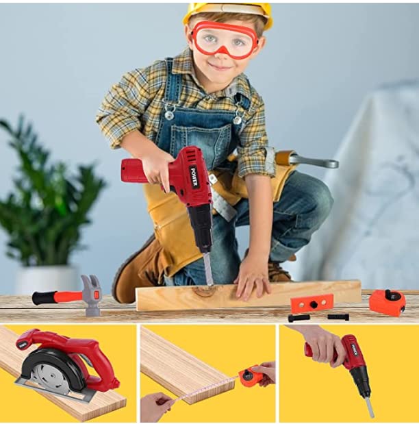 Misco Toys Construction Pretend Play Tool Kits, Kids Tool Drill Kid Leaf Blower Boys Circular Saw Sets, Kids Construction Gardening Toys Toddler Tool Box Gift for Kids