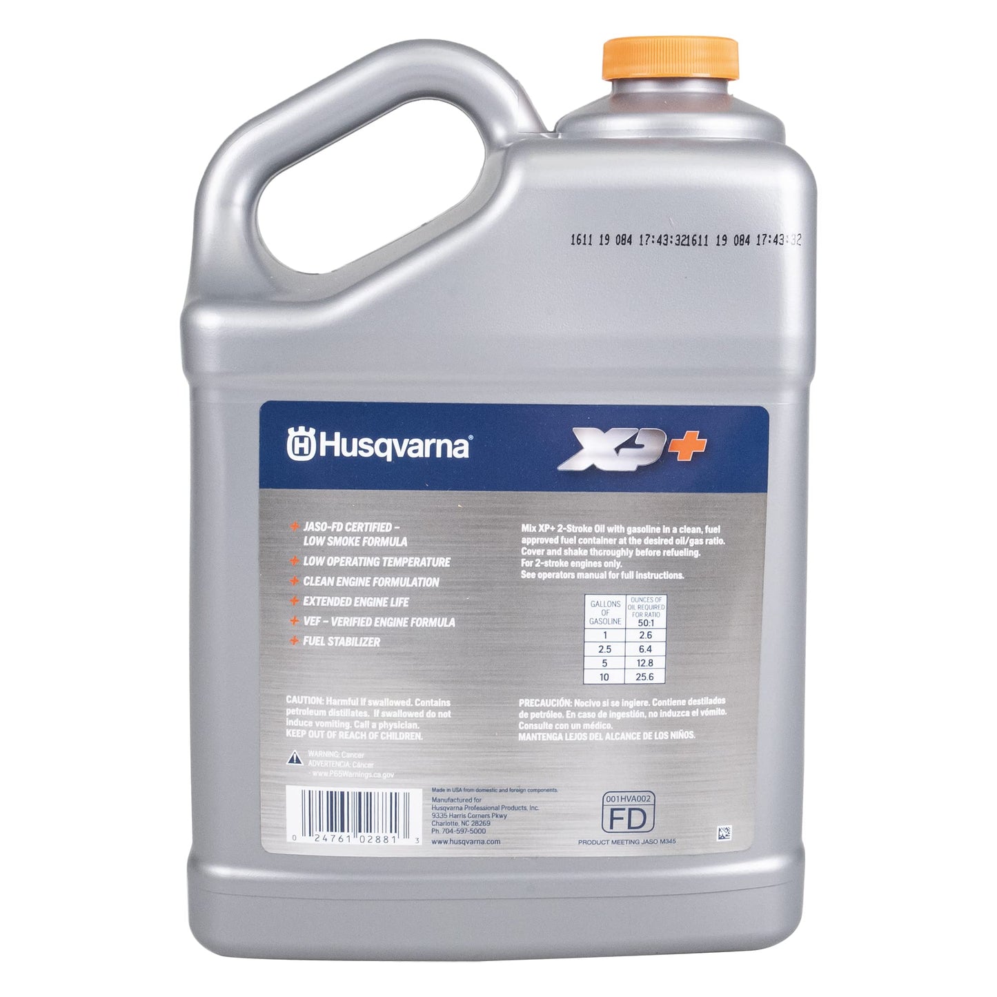 Set of 4 Husqvarna 2 Stroke XP Oil 1 Gallon Bottle Pro Performance 50:1 mix