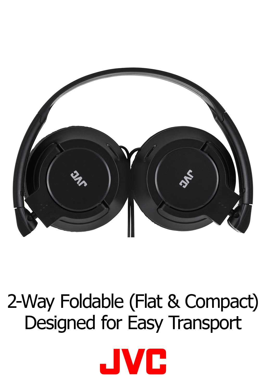 JVC Lightweight Flat Foldable On Ear Colorful Lightweight Foldable Headband with Mic, Black (HASR185B)