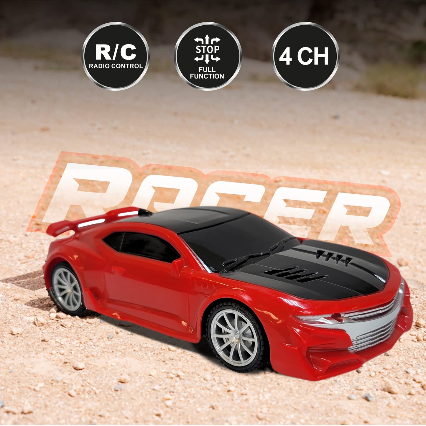 Skidz RC Cars for Kids, Remote Control Toy Car; High Speed Racer Boys Ages 4-7 Years 8-12 4WD Off-Road 1:24 Scale 2 Two Pack R/C Set 27mhz and 49Mhz 4Channel, Full Function (Red and Yellow)