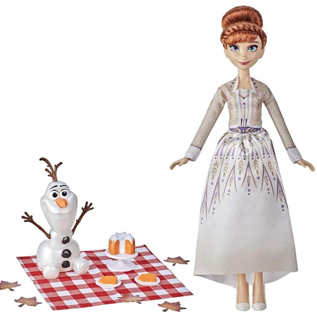 Disney Frozen 2 Anna and Olaf's Autumn Picnic, Olaf Doll, Anna Doll with Dress and Fashion Doll Accessories, Toy for Kids 3 Years Old and Up, White
