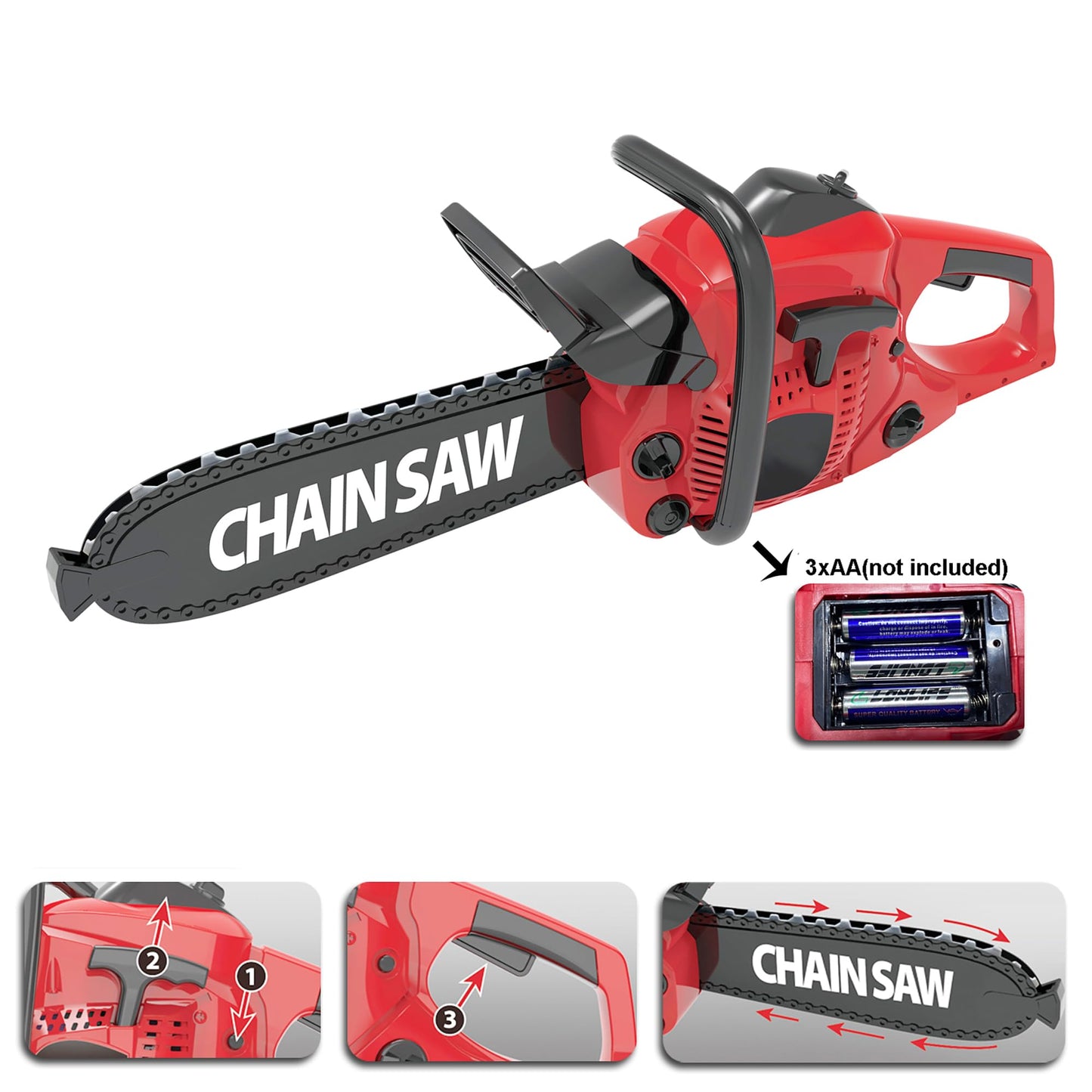 Misco Toys Pretend Play Kids Chainsaw Toy Tool Garden Set, Kids Construction Gardening Toy,Real Sound and Spin, Perfect for Toddlers and Babies, Realistic Effect and Great Gift!