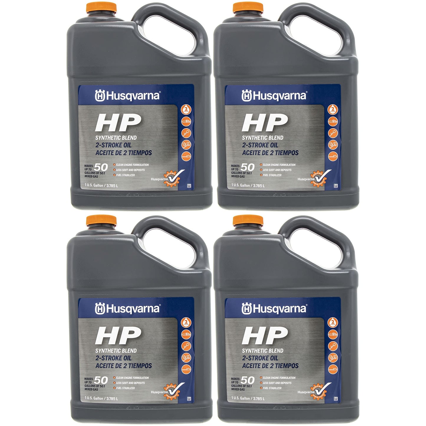 Husqvarna Case of 4 OEM HP 2 Stroke Engine Oil 1 Gallon Bottle 593152605