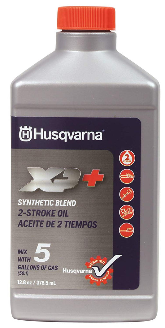 Husqvarna XP+ 2-Stroke Oil, Synthetic Blend Engine Oil with Fuel Stabilizer, 2 Cycle Oil, 12.8 Fl Oz Bottle