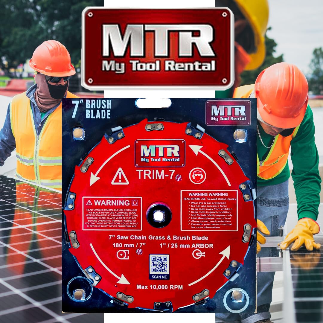 MTR Saw Chain Tooth Brush Cutter Blades Circular Blade Weed Eater Cutter Trimmer 10,000RPM Steel Grass Brush Cutter Blade Forest Trees Wood Metal Multi Use Blades & Bundle Kits (7")
